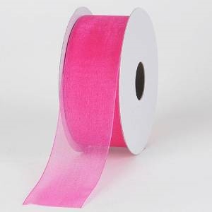 RO-28-25 Hot Pink sheer organza ribbon. 1 1/2" x 25yds.