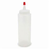 SB-01  Squeeze Bottle, plastic. 8 oz. 5 1/2in. x 2in. diameter. Quantity 6