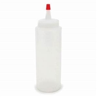 SB-01Q  Squeeze bottle, plastic 8 oz. 5 1/2in. x 2in. diameter. Quantity 12