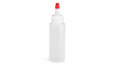 SB-02Q  Squeeze Bottle, plastic 2 oz. with red cap to seal. Quantity 12