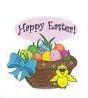 TS-105 "Happy Easter Basket with Chick" on White Label. 1 5/8" diameter. Quantity 96