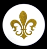 TS-34 Fleur de Lis on white label 1 5/8in. dia. Quantity 96