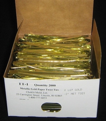 TT-01 Metallic Gold twist tie. 3 1/2" Length Quantity 2,000