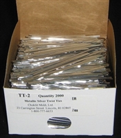 TT-02 Metallic Silver twist tie. 3 1/2" Length Quantity 2,000