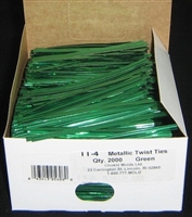 TT-04 Metallic Green twist tie. 3 1/2" Length Quantity 2,000