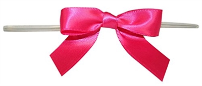 TTB2-28  Hot Pink 2 1/2" Twist Tie Bow Qty 100