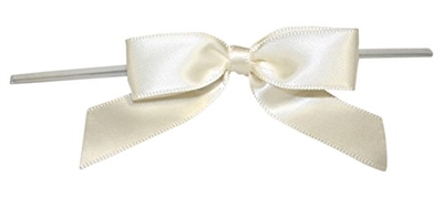 TTB2-86  Ivory 2 1/2" Twist Tie Bow Qty 100