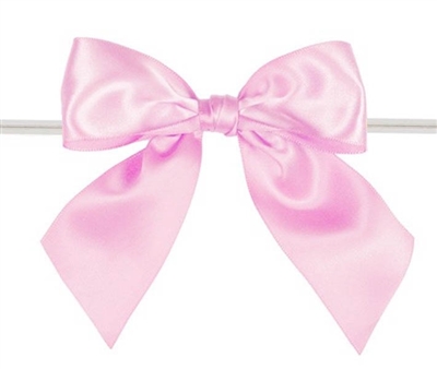 TTB4-02 Light Pink 4" Twist Tie Bow Qty 50