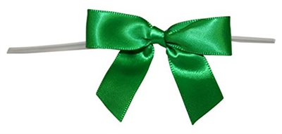 TTB4-17  Emerald Green 4" Twist Tie Bow Qty 50
