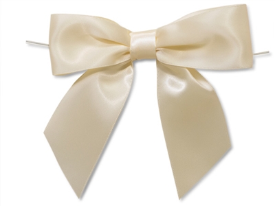 TTB4-86  Ivory 4" Twist Tie Bow Qty 50