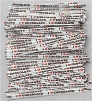 TTP-11 Printed Paper I (heart) chocolate twist tie. 3 1/2" Length Quantity 2000