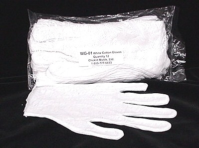 WG-01Q  White Cotton Gloves. 3 packages of 12