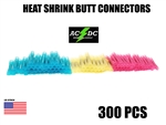 300Pcs Assorted Heat Shrink Insulated Butt Crimp Wire Connector Terminals Kit