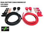 Military Style Battery Terminal 2/0 Gauge DUAL BATTERY Relocation Cable Wire Kit