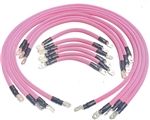 AC/DC WIRE AND SUPPLY 1 Gauge E-Z-GO TXT Golf Cart Battery Cables (13 pc Set) Braided Color Set Pink