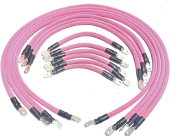 AC/DC WIRE AND SUPPLY 2 Gauge E-Z-GO TXT Golf Cart Battery Cables (13 pc Set) Braided Color Set Neon Pink