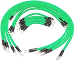 AC/DC WIRE AND SUPPLY 6 Gauge E-Z-GO TXT Golf Cart Battery Cables (13 pc Set) Braided Color Set Neon Green