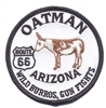 OATMAN ARIZONA ROUTE 66 WILD BURROS, GUN FIGHTERS embroidered patch.