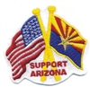 SUPPORT ARIZONA US & AZ flags crossed souvenir embroidered patch, AZ, ARIZ