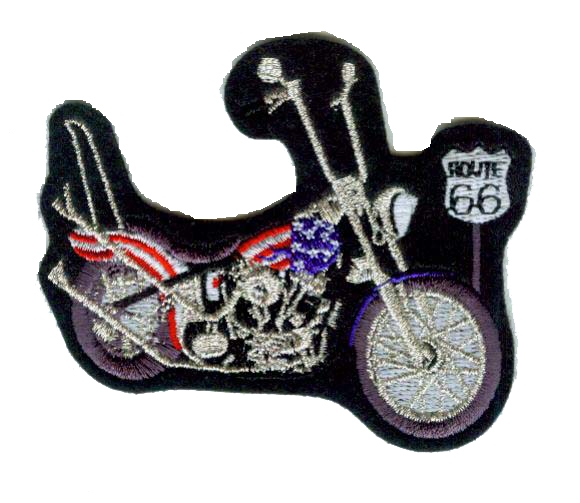 old school '53 panhead hardtail motorcycle bike souvenir embroidered patch, ROUTE 66