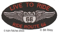 LIVE TO RIDE ROUTE 66 orange letters