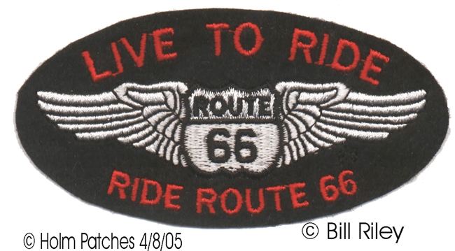 LIVE TO RIDE ROUTE 66 red letters