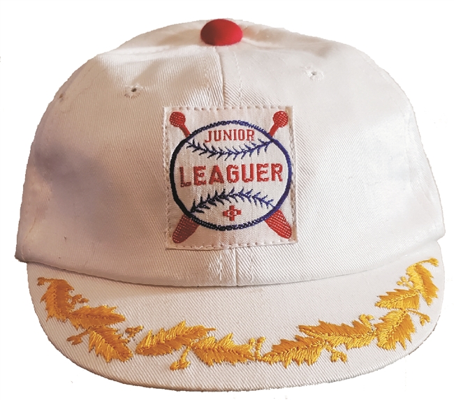 JUNIOR LEAGUER child white cotton cap.