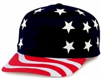 USA flag pattern printed 6 panel cap.