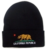 CALIFORNIA REPUBLIC flag embroidered knit beanie