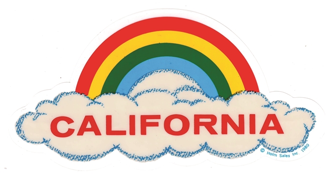 CALIFORNIA rainbow cloud static cling decal