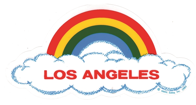 LOS ANGELES rainbow cloud static cling decal