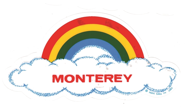 MONTEREY rainbow cloud static cling decal