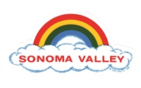 SONOMA VALLEY rainbow cloud static cling decal
