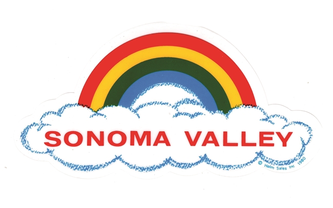 SONOMA VALLEY rainbow cloud static cling decal