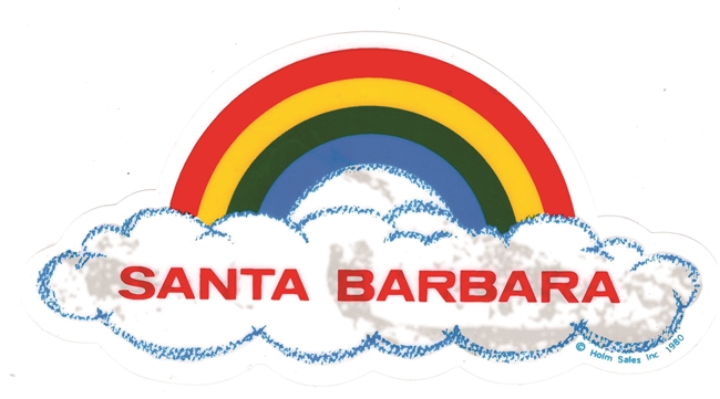 SANTA BARBARA rainbow cloud static cling decal