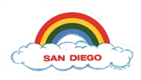 SAN DIEGO rainbow cloud static cling decal