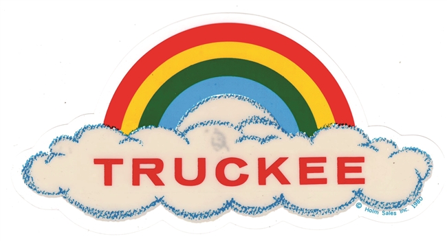 TRUCKEE rainbow cloud static cling decal