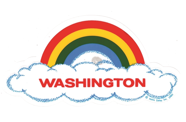 WASHINGTON rainbow cloud static cling decal