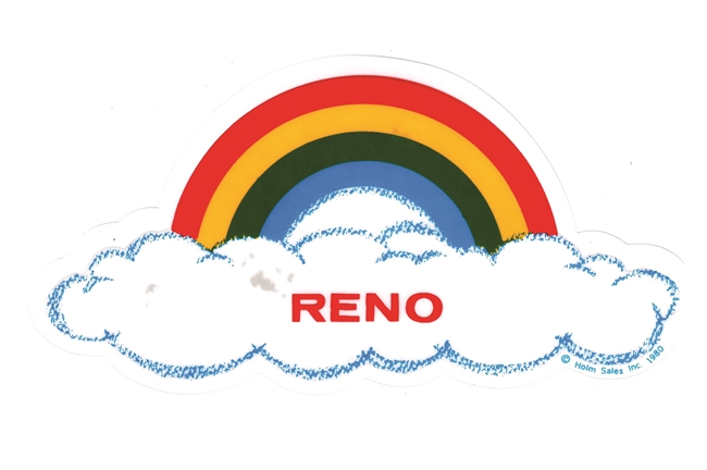 RENO rainbow cloud static cling decal