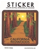 CALIFORNIA REDWOODS souvenir sticker. Fade resistant. Measures 3" x 3". Total package is 3.375" wide x 4 5/16" tall. Hangs on a store display. Printed in the USA.