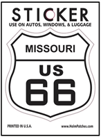 MISSOURI US 66 sticker, route 66