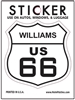 WILLIAMS US 66 sticker, route 66