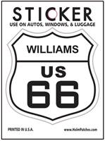 WILLIAMS US 66 sticker, route 66