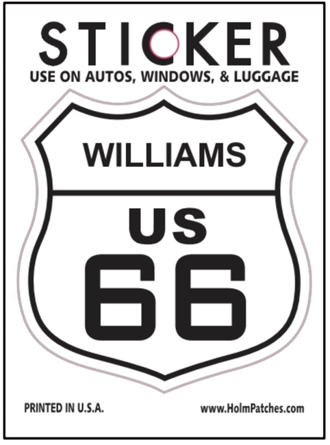 WILLIAMS US 66 sticker, route 66