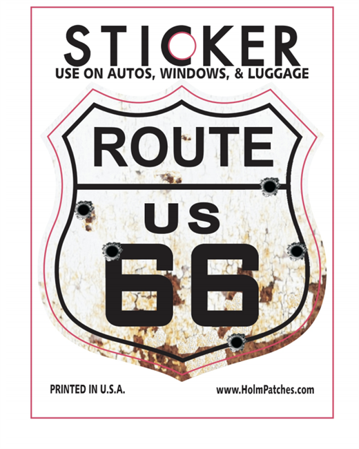 ROUTE US 66 bullet hole - rust sticker