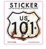 US 101 rusted bullet hole souvenir sticker.