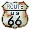 ROUTE US 66 sign: bullet holes/rust