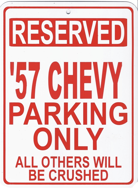 RESERVED (your name) PARKING ONLY - ALL OTHERS WILL BE CRUSHED metal sign. NO PARKING SIGN.