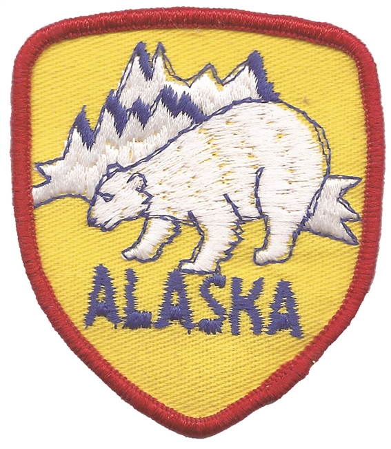 ALASKA polar bear shield souvenir embroidered patch, AK