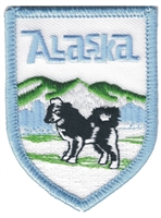 Alaska husky shield souvenir embroidered patch, AK
